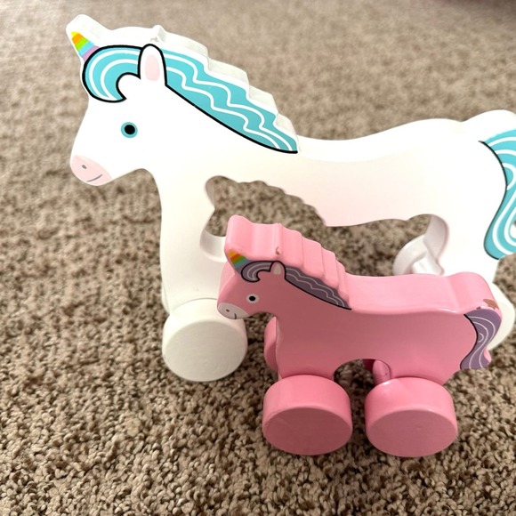 Jack Rabbit Unicorn nesting wooden push toys, set of 2 - Picture 2 of 2